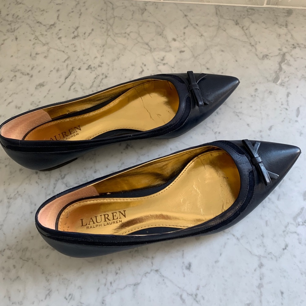 Ralph Lauren Navy Leather/Suede Flats